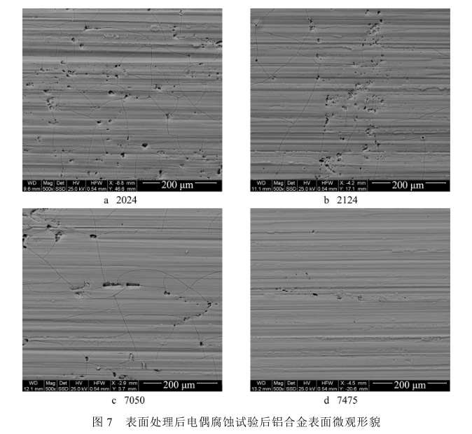 表面處理后電偶腐蝕試驗后鋁合金表面微觀形貌